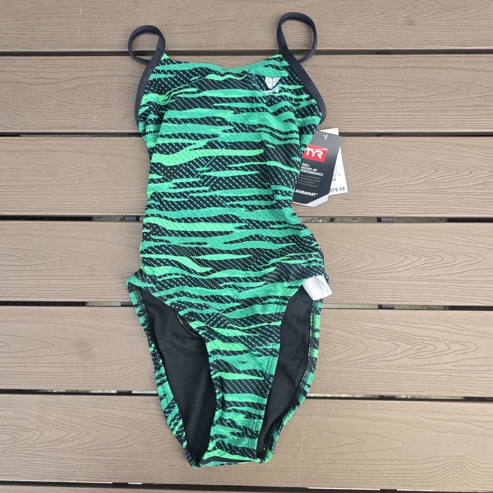 TYR DuraFast Elite Crypsis Cutoutfit 1 Pc Swim Multicolor Youth Girl Sz 24 New